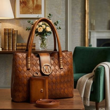 Luxury Quilted Ladies Tote Bag Matching Pouch ZTS-CR-142