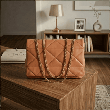 Large Quilted Ladies Shoulder Bag Gold Chain ZTS-CR-167