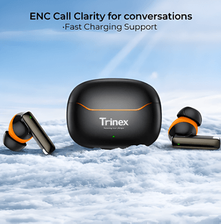 Trinex Wireless Earbuds Bluetooth 5.3 with Charging Case