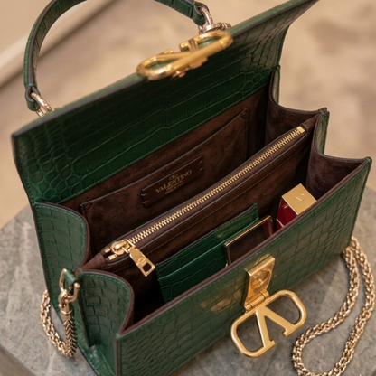 Handbag Green Crocodile Textured Ladies Handbag | Elegant Top Handle ZTS-CR-161