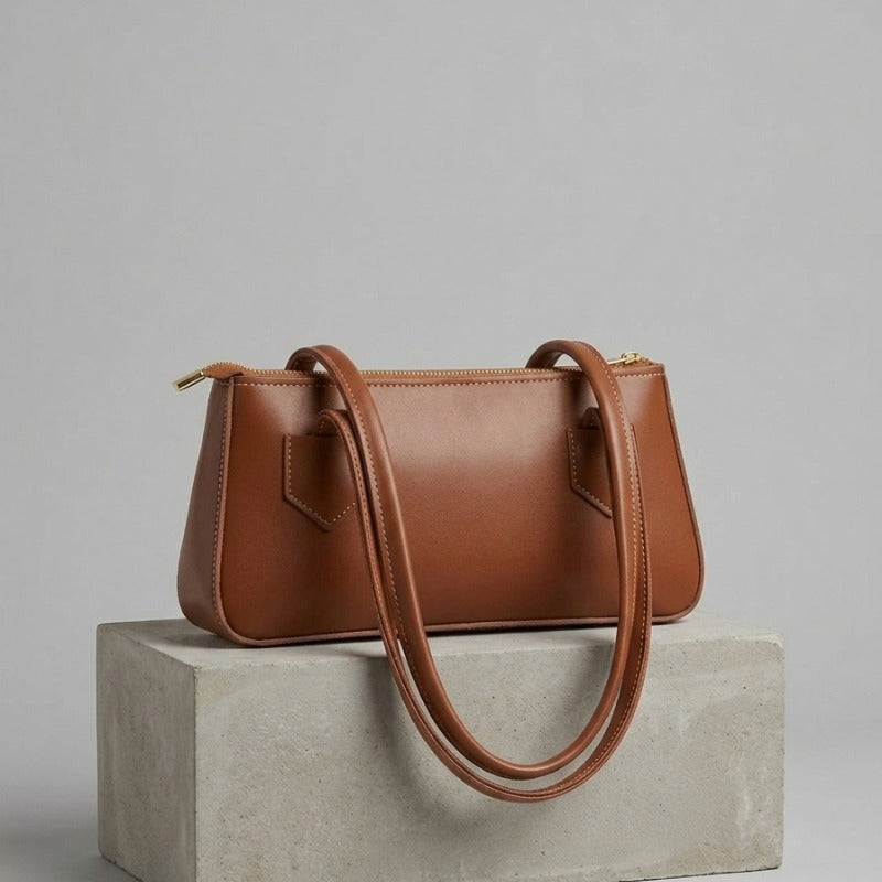 Classic Brown Structured Shoulder Bag | Minimalist Daily Handbag ZTS-CR-168