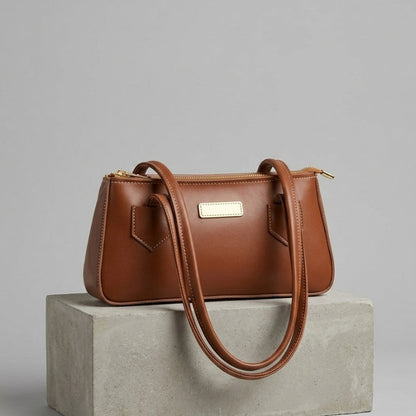 Classic Brown Structured Shoulder Bag | Minimalist Daily Handbag ZTS-CR-168
