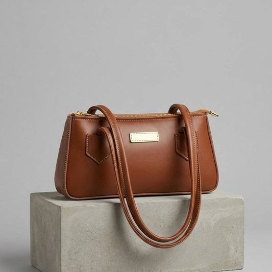 Classic Brown Structured Shoulder Bag | Minimalist Daily Handbag ZTS-CR-168