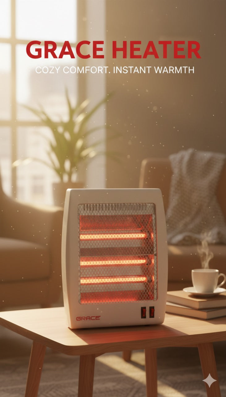 Grace BOX Electric Room Heater 300/600W – Compact Winter Heater with 2 Heat Settings