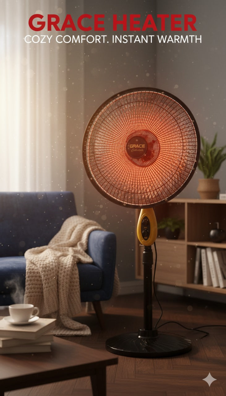 GRACE Pedestal Electric Stand Heater | Powerful 450W/900W with 2 Heat Settings