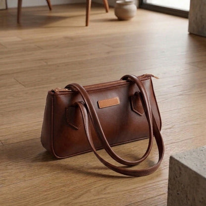 Classic Brown Structured Shoulder Bag | Minimalist Daily Handbag ZTS-CR-168
