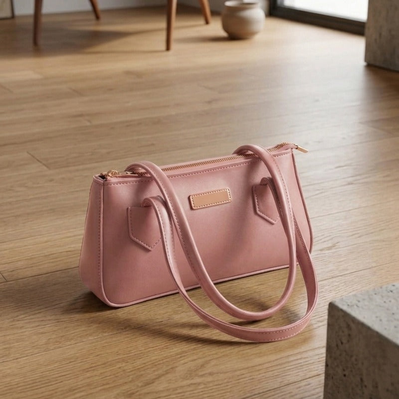 Classic Brown Structured Shoulder Bag | Minimalist Daily Handbag ZTS-CR-168