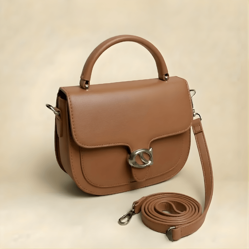 Premium Tan Saddle Handbag with Metallic Clasp – Elegant Ladies Bag ZTS-CR-126