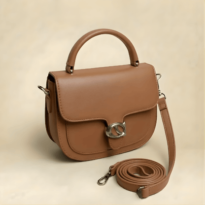 Premium Tan Saddle Handbag with Metallic Clasp – Elegant Ladies Bag ZTS-CR-126