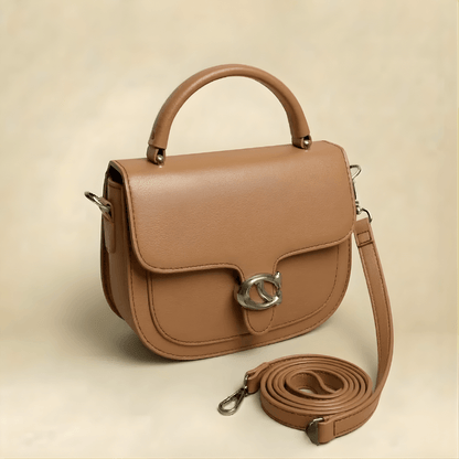 Premium Tan Saddle Handbag with Metallic Clasp – Elegant Ladies Bag ZTS-CR-126
