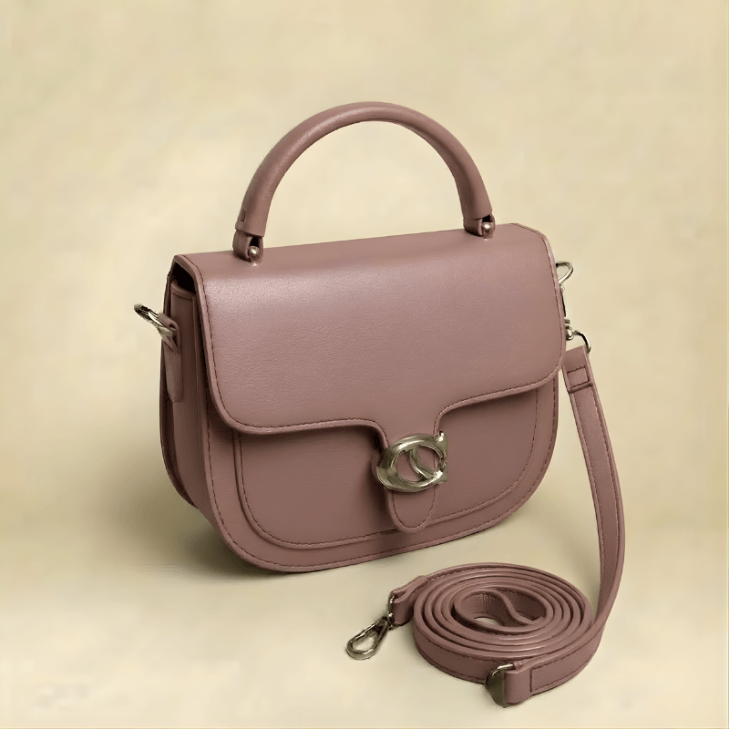 Premium Tan Saddle Handbag with Metallic Clasp – Elegant Ladies Bag ZTS-CR-126