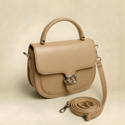 Premium Tan Saddle Handbag with Metallic Clasp – Elegant Ladies Bag ZTS-CR-126