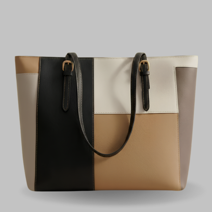 Chic Multi-Color Patchwork Structured Tote Bag ZTS-CR-052