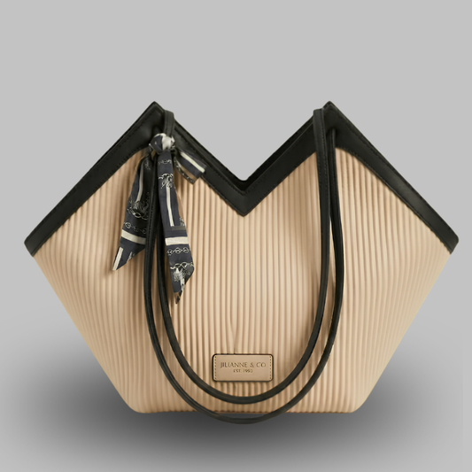 Luxury Ribbon-Accent Pleated Tote Bag (ZTS-CR-045)