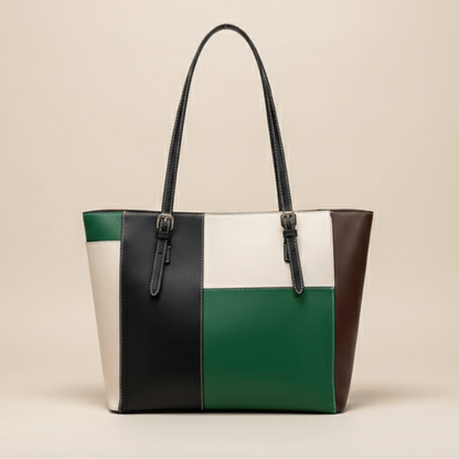 Chic Multi-Color Patchwork Structured Tote Bag ZTS-CR-052