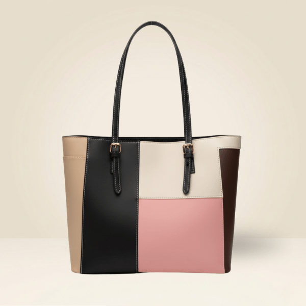 Chic Multi-Color Patchwork Structured Tote Bag ZTS-CR-052