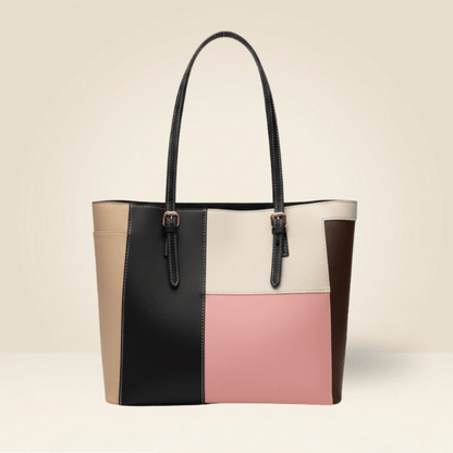 Chic Multi-Color Patchwork Structured Tote Bag ZTS-CR-052