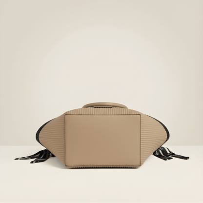 Luxury Ribbon-Accent Pleated Tote Bag (ZTS-CR-045)