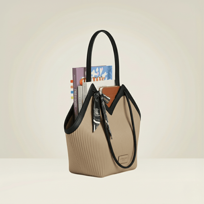 Luxury Ribbon-Accent Pleated Tote Bag (ZTS-CR-045)