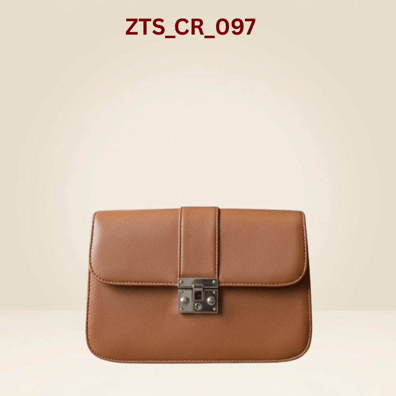 Classic Tan  PU Leather Crossbody Bag with Metallic Lock ZTS_CR_097