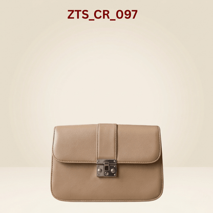 Classic Tan  PU Leather Crossbody Bag with Metallic Lock ZTS_CR_097