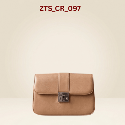 Classic Tan  PU Leather Crossbody Bag with Metallic Lock ZTS_CR_097