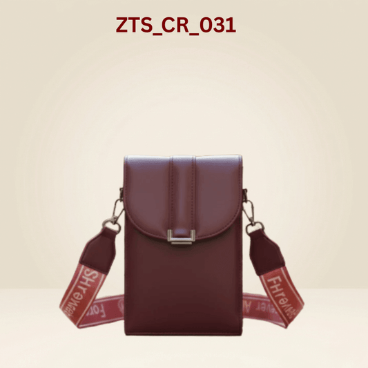 Crossbody Bag Premium Maroon Mobile Sling Bag with Wide Strap ZTS_CR_031