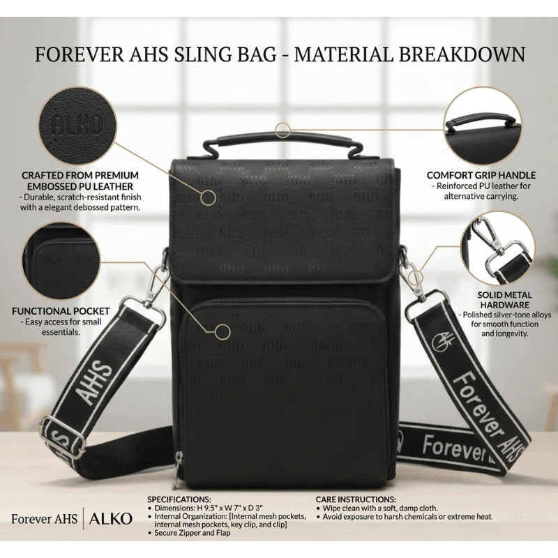 Crossbody Bag Premium Black Mobile Sling Bag with Wide Strap ZTS-CR006