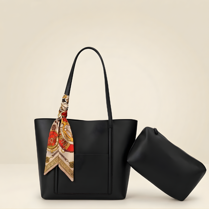 Trendy Brown Tote Bag with Scarf & Pouch ZTS-CR-049