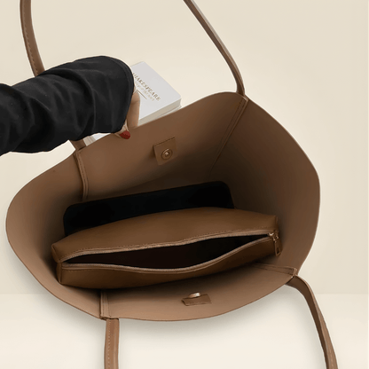 Trendy Brown Tote Bag with Scarf & Pouch ZTS-CR-049