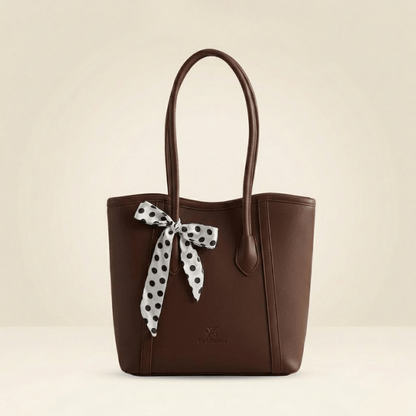 Luxury Beige & Tan Scarf Tote Bag With Scarf Decorated in Pakistan ZTS-CR-078