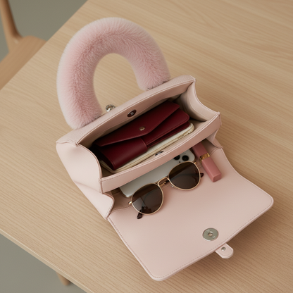 Modern Handbag Statement Fur-Handle Bag ZTS-CR-137
