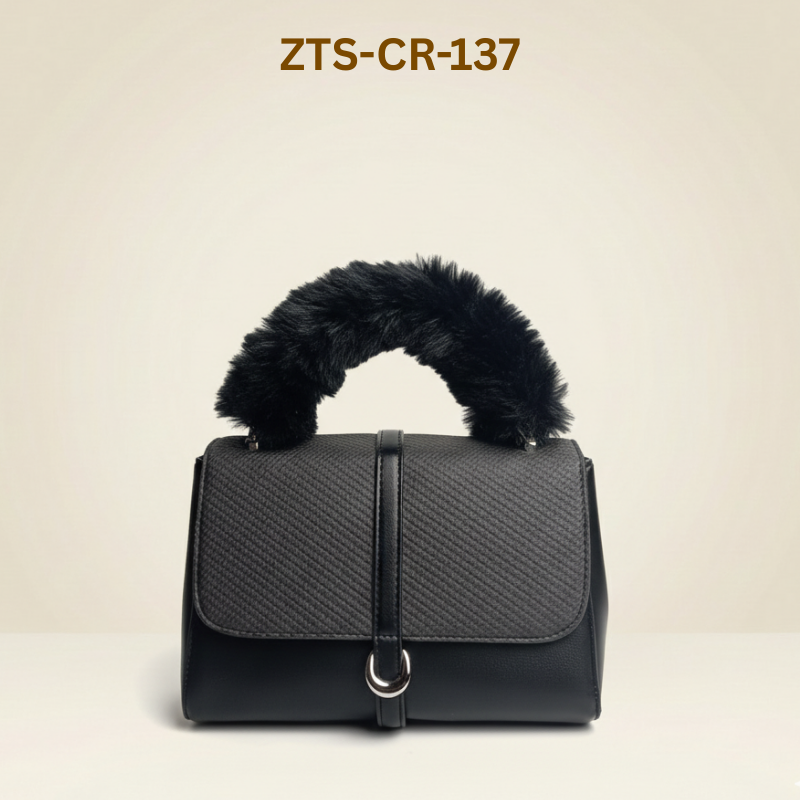 Modern Handbag Statement Fur-Handle Bag ZTS-CR-137