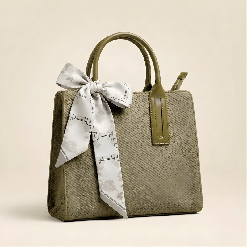 Handbag Luxury Textured Ladies Tote Bag Silk Scarf ZTS-CR-146