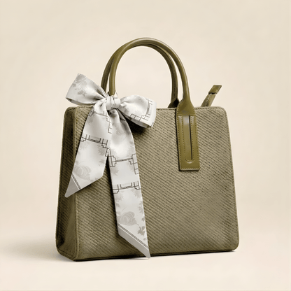 Handbag Luxury Textured Ladies Tote Bag Silk Scarf ZTS-CR-146