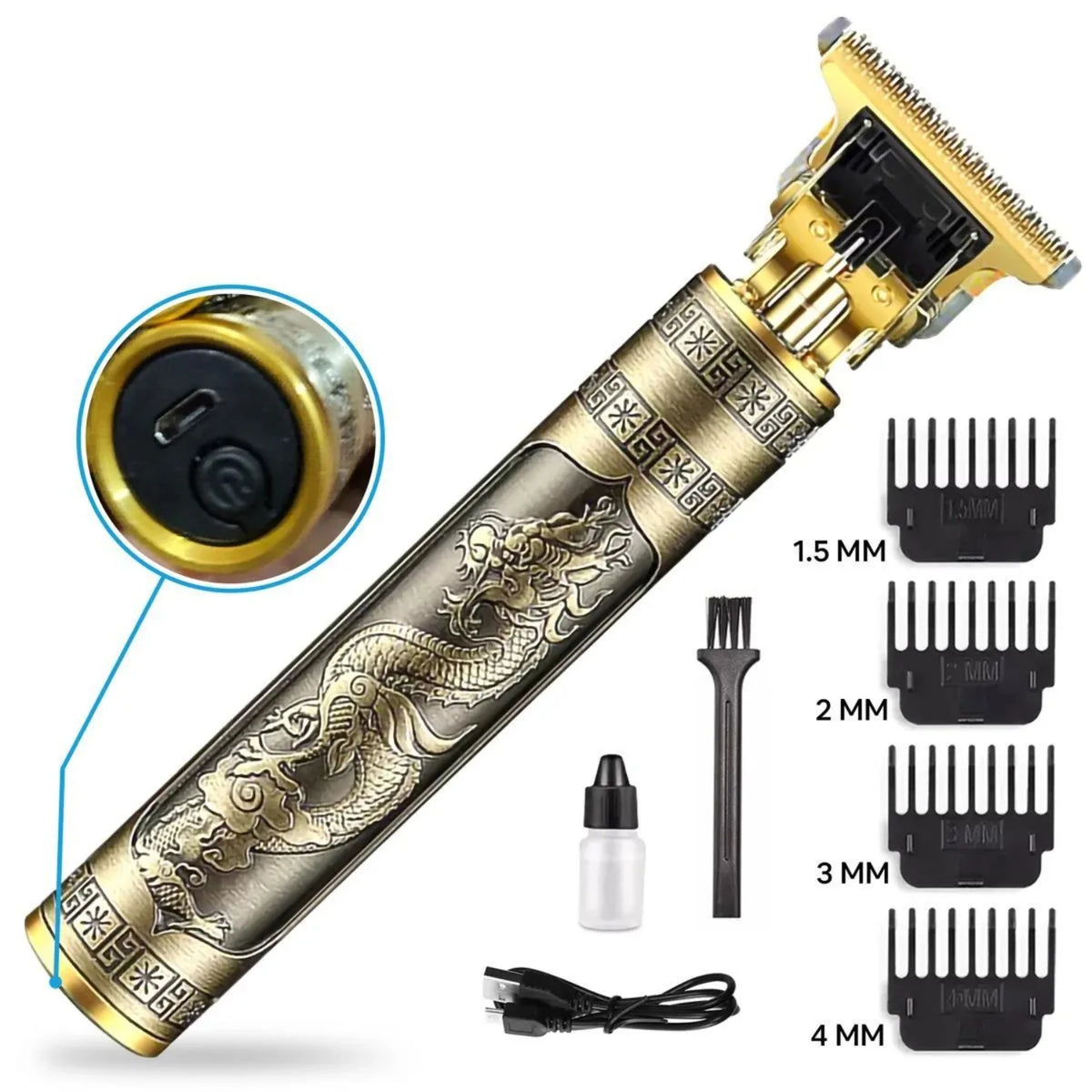 Premium Rechargeable Hair Trimmer – Full Metal Body, 1200mAh, Titanium Blades, Type-C Fast Charging (Best Hair Trimmer in Pakistan)