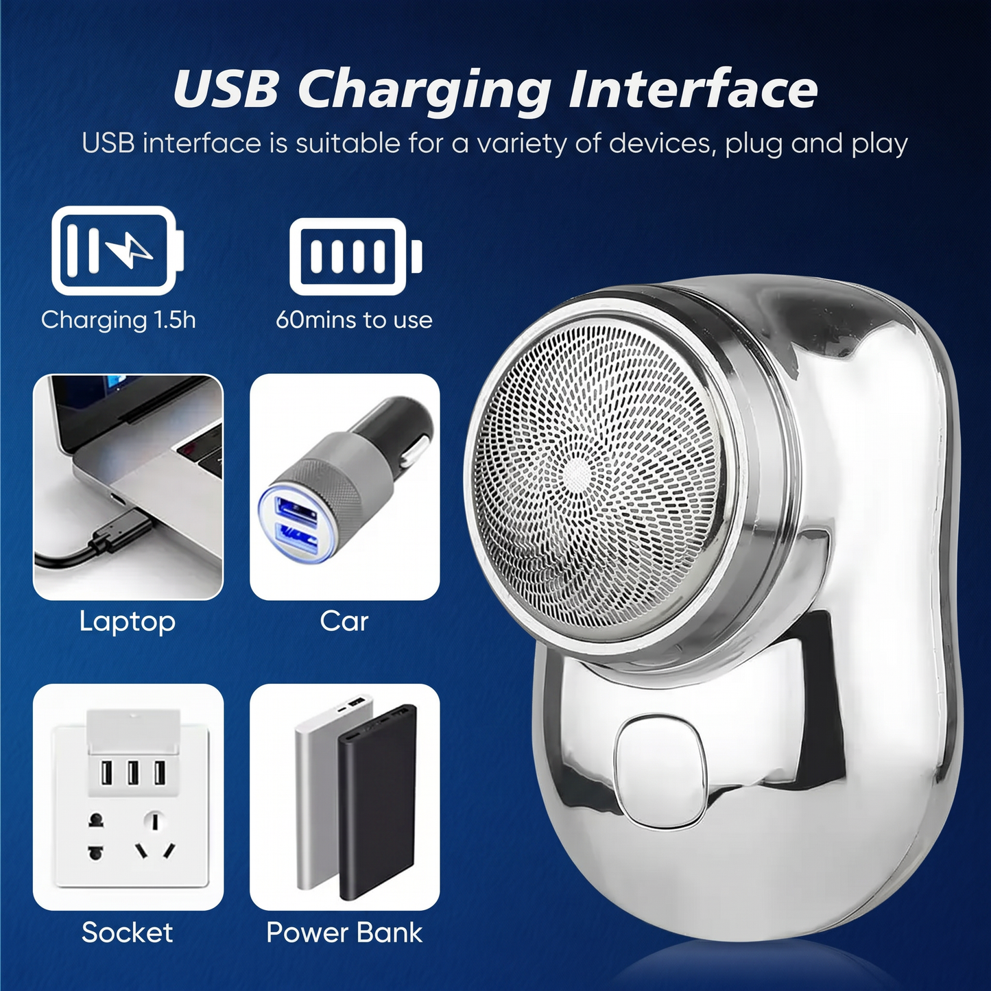 Portable Electric Mini Shaver for Men – Compact Rechargeable Beard & Face Grooming Machine