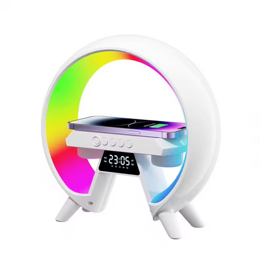 Mini Portable Audio Loudspeaker Speaker with Wireless Charger LED RGB Lamp Alarm Clock for Mobile Phone Indoor Outdoor