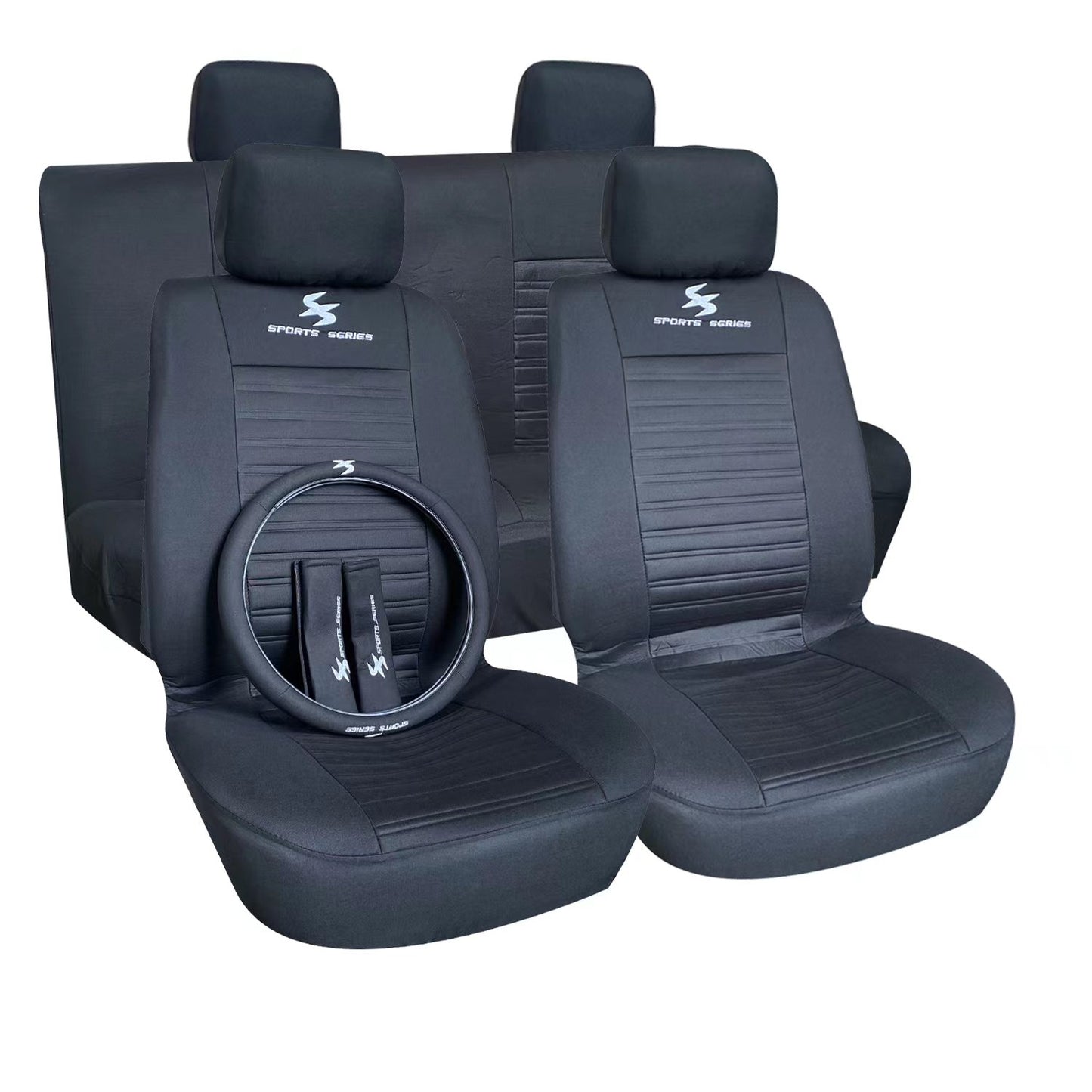 High-Quality Car Seat Covers Full Set – Stylish Black Sports Edition