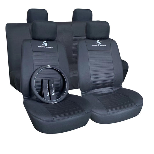 High-Quality Car Seat Covers Full Set – Stylish Black Sports Edition