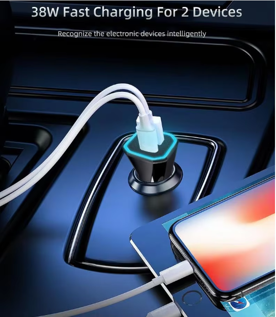 High-Speed Car Charger – USB-C PD 20W & USB QC 3.0 Fast Charger