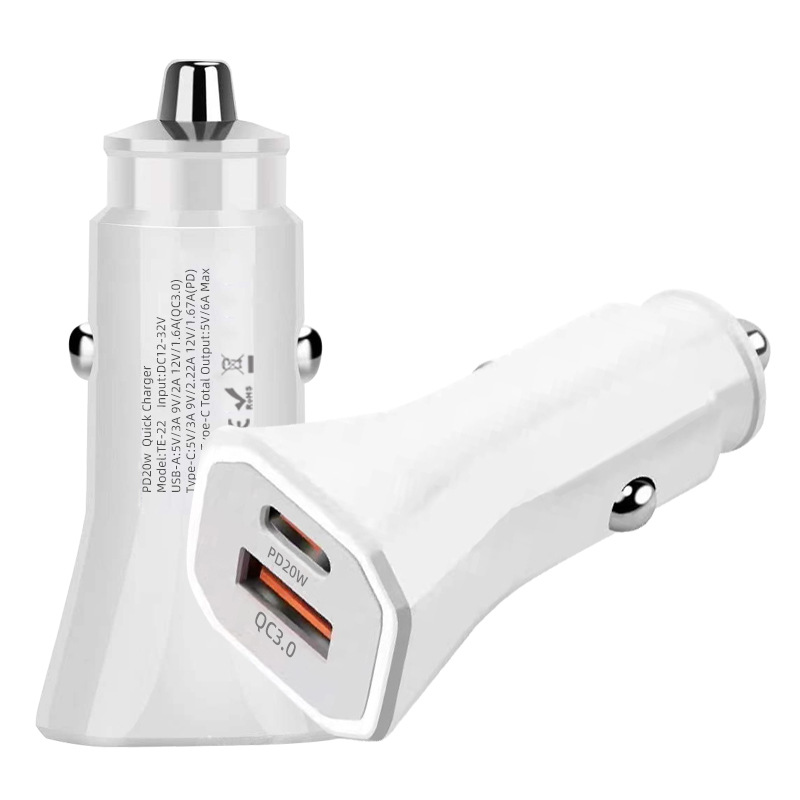High-Speed Car Charger – USB-C PD 20W & USB QC 3.0 Fast Charger