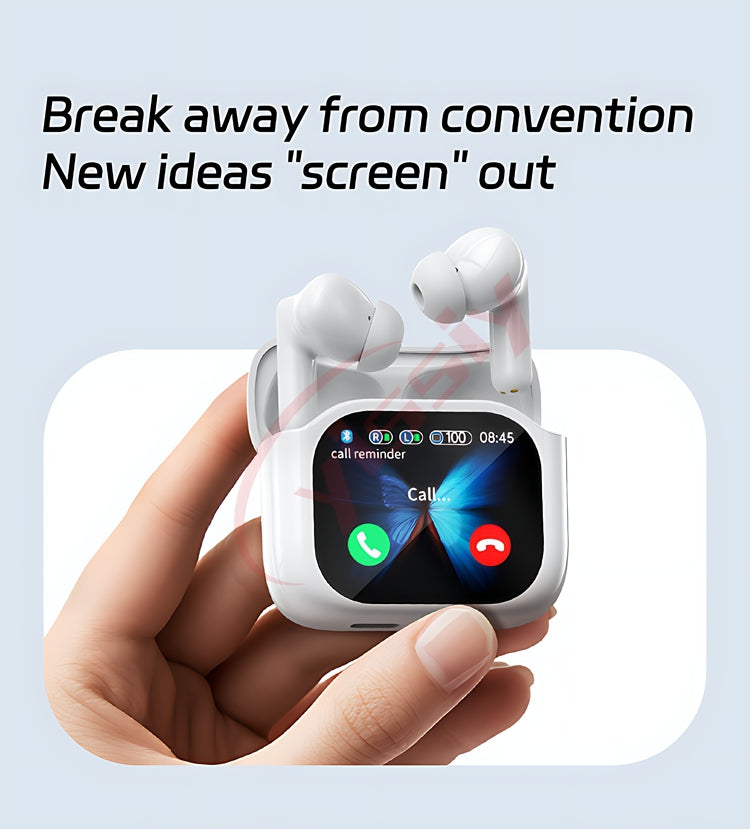 Smart Touch Screen Earbuds – Noise Cancelling Bluetooth Headphones