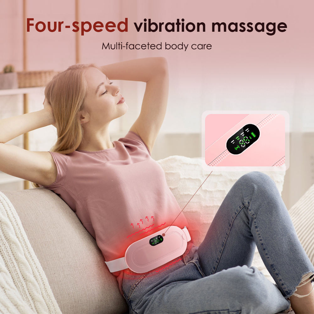 Smart Menstrual Heating Belt for Period Cramps – Rechargeable Electric Waist Heating Pad with 3 Heat Levels & Vibration Massage for Women