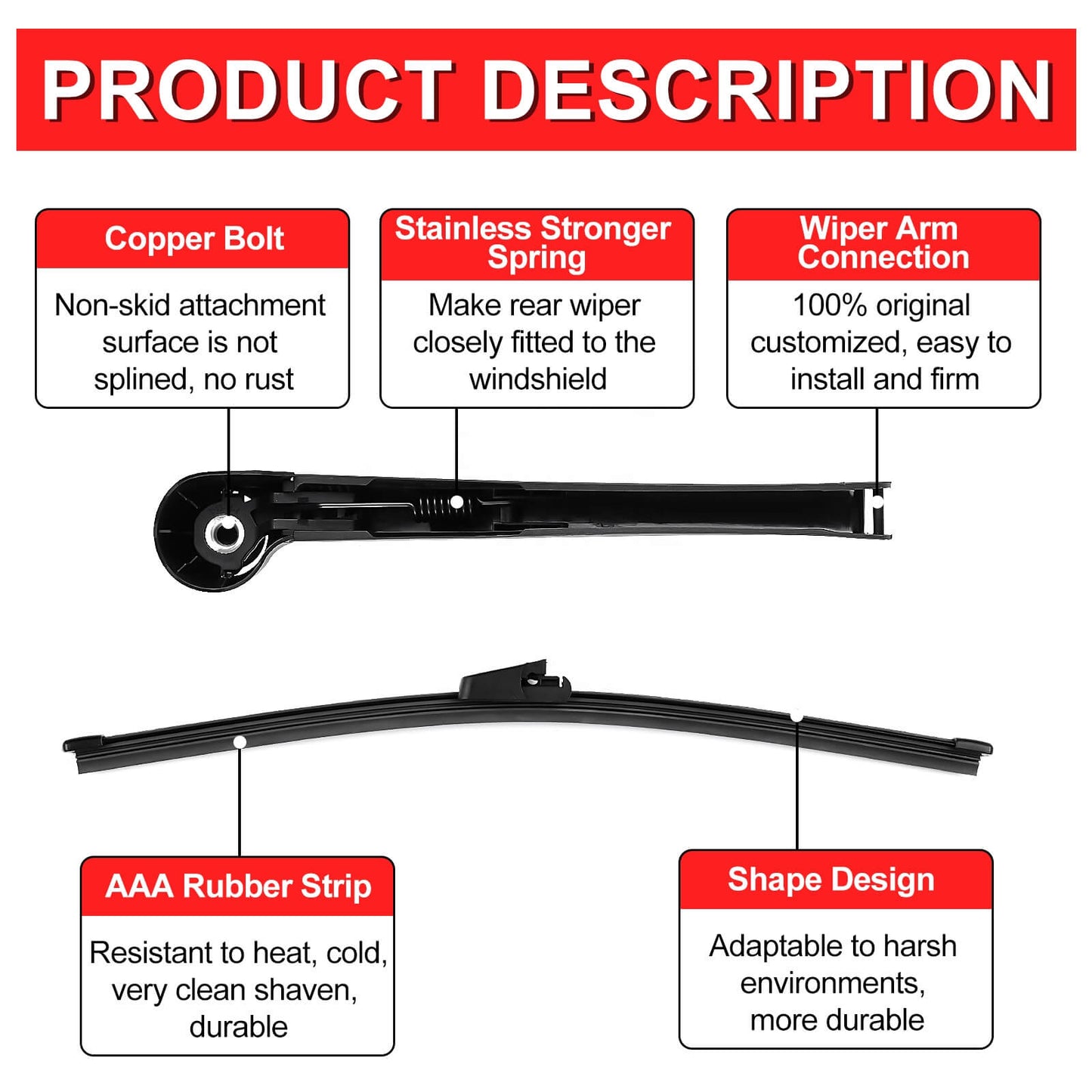 Provides clear, streak-free wiping to remove rain, dust, and debris from your rear windshield.