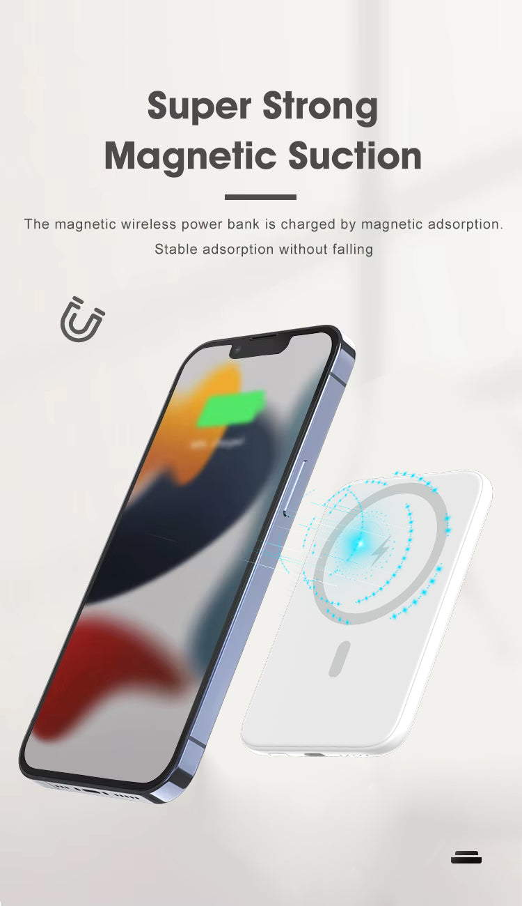 Magnetic Wireless Power Bank – Slim Portable Charger for iPhone MagSafe, Fast Charging Battery Pack