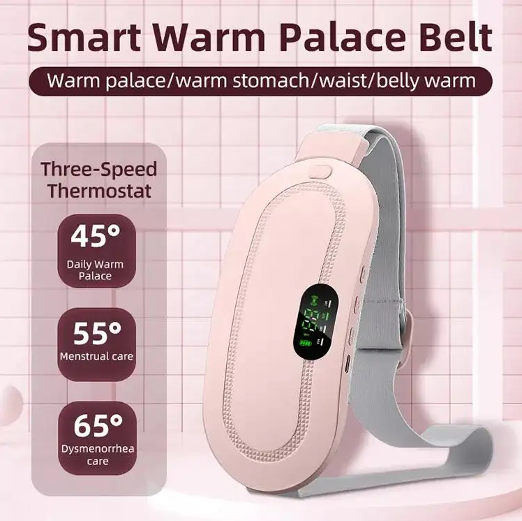 Smart Menstrual Heating Belt for Period Cramps – Rechargeable Electric Waist Heating Pad with 3 Heat Levels & Vibration Massage for Women