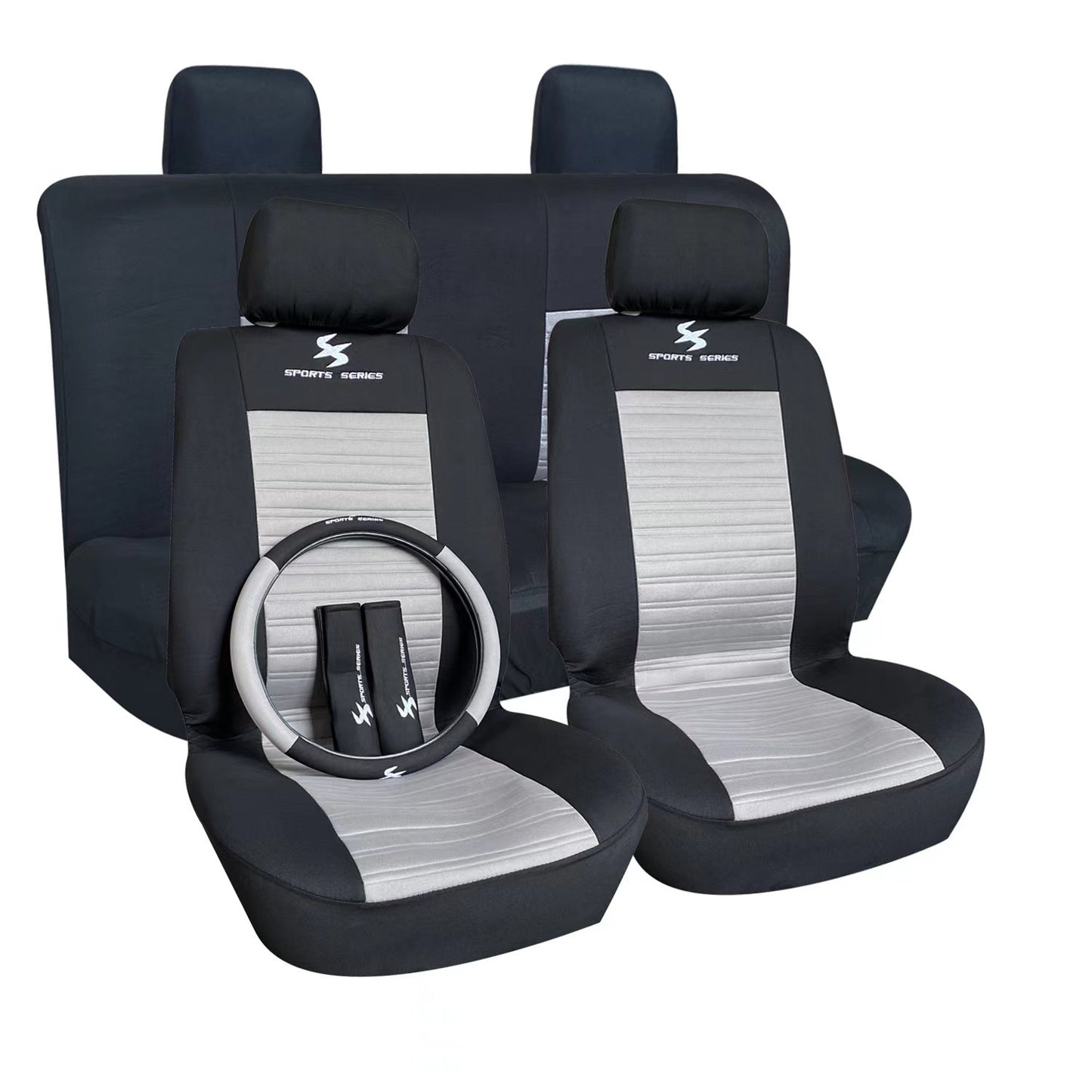 High-Quality Car Seat Covers Full Set – Stylish Black Sports Edition
