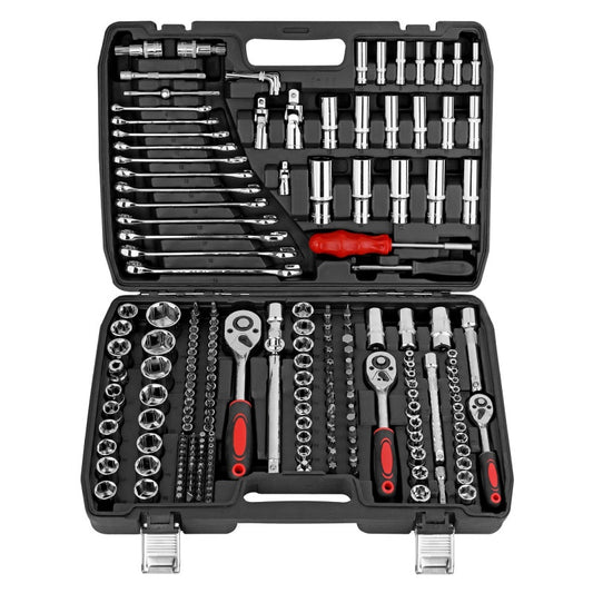 Professional 216-Piece Auto Repair Tool Set | Chrome Vanadium Socket Wrench Kit with Ratchet Spanners & Storage Case
