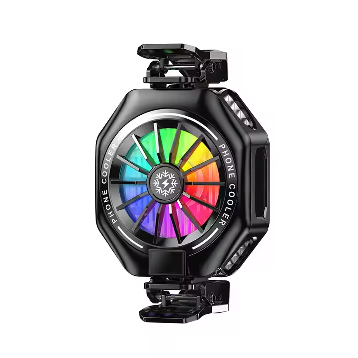 portable Smartphone Cooling Fan – 10 Second Cooling, RGB Light & Digital Display